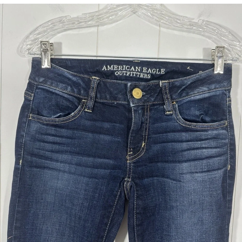 American Eagle Jeggings Womens Stretch Denim Skinny Blue Jeans Size 2 - Picture 2 of 10